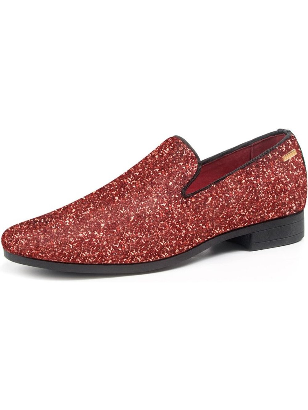 UUBARIS Men's Glitter Red Elegant Tuxedo Loafers Slip on Dress Formal Shoes